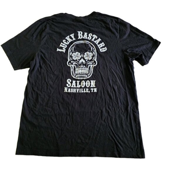 Bella+Canvas T Shirt Men XL Black Lucky Bastard Saloon Skull Graphic Print Boho - Picture 2 of 12